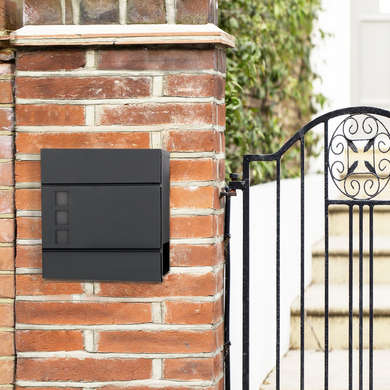 Roumen Metal Wall Mounted Post Box, Black