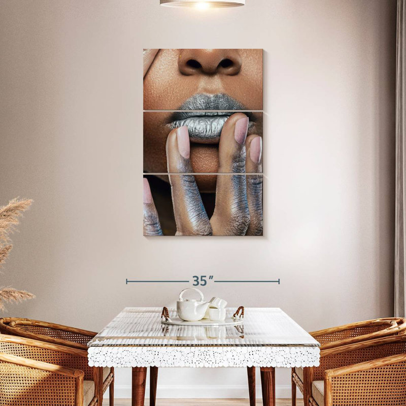 Shuttleworth Metallic Silver Lips, 45" H x 28" W