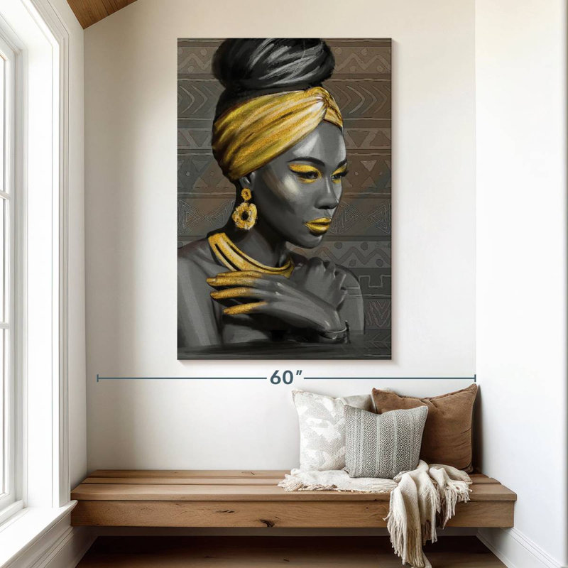 Leisha, beauté tribale dorée, H 51 po x l 34 po