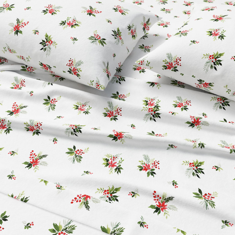 Ensemble de draps 100% flanelle de coton, Très grands draps avec 2 taies d'oreiller, Reflets