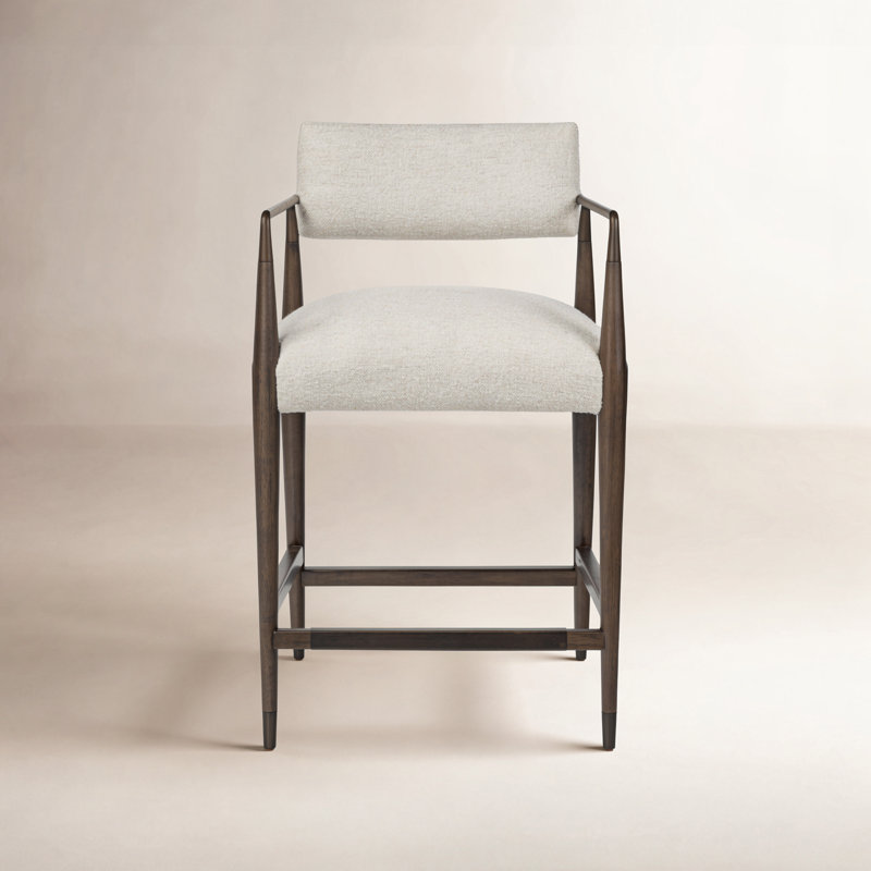 Waldon Stool, Charter Oatmeal/Polyester Blend, Counter Stool (27.68" Seat Height), Sierra Brown/Aged Bronze