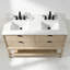Meuble-lavabo double 60 po en chêne naturel transitionnel avec plateau en pierre reconstituée-1677326301