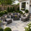 Ensemble de meubles en rotin de patio extérieur durable avec coussins confortables et conception résistante aux intempéries pour la détente