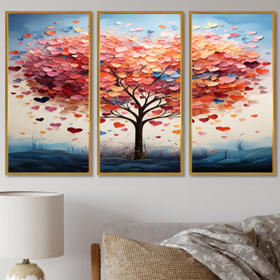 «Blossoming Pink Heart Tree», ensemble de décorations murales