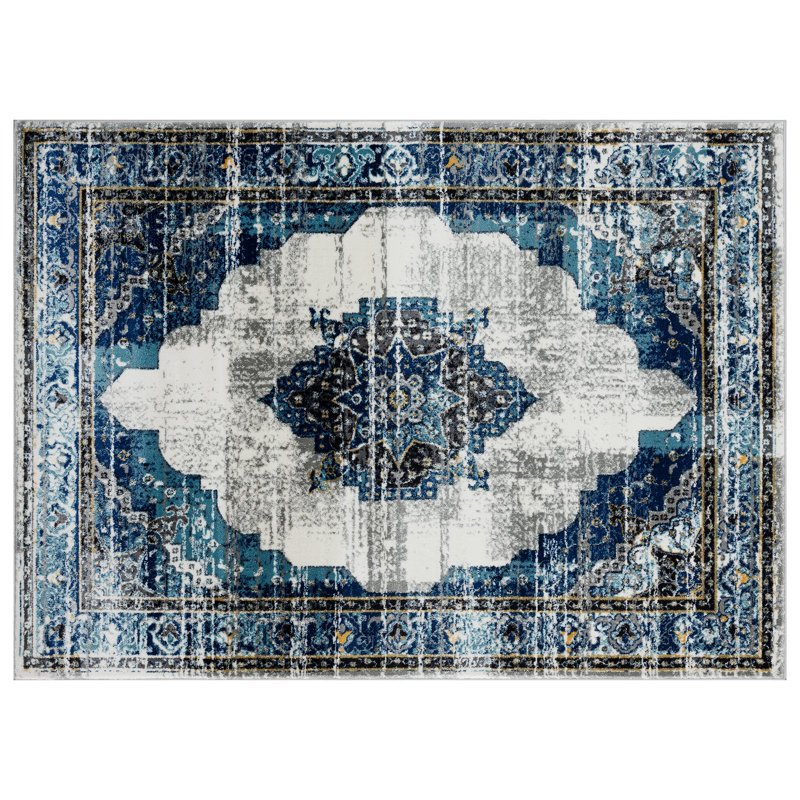 Tapis oriental bleu clinchport, Rectangle 5 pi x 7 pi