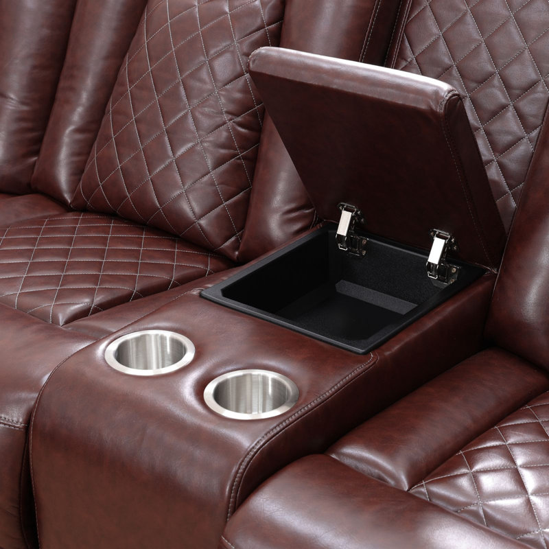 Fauteuil modulaire inclinable électrique avec lumière DEL, Similicuir brun
