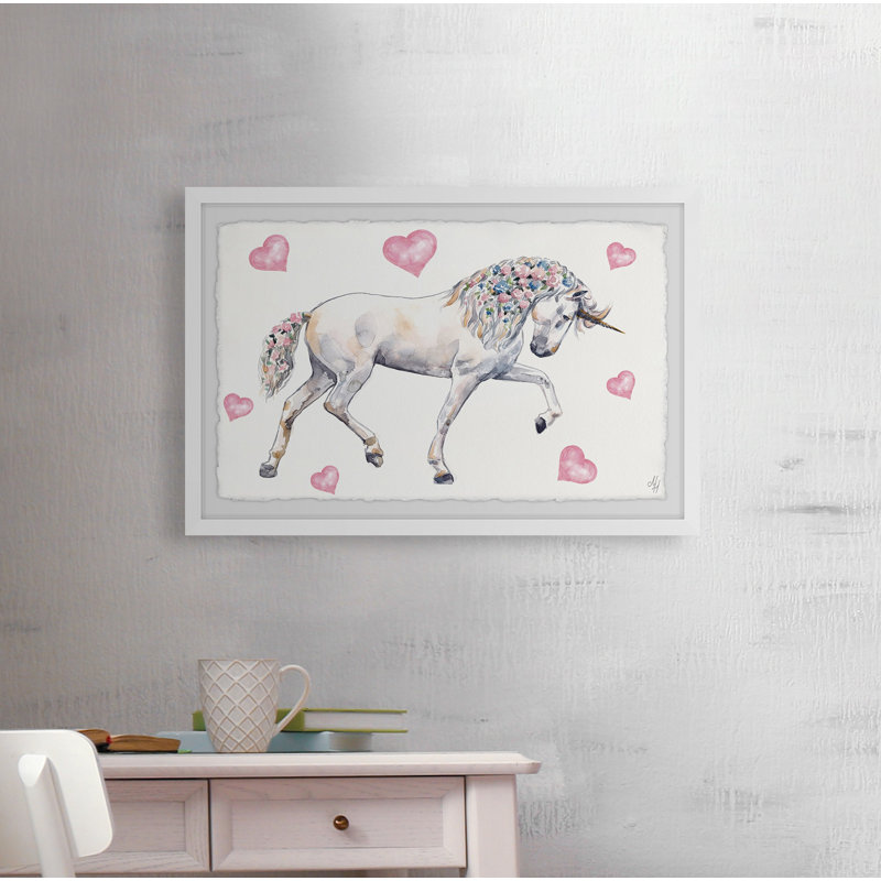Crossville Crossville Floral-Haired Unicorn - Single Picture Frame Print, 20cm H x 30cm W