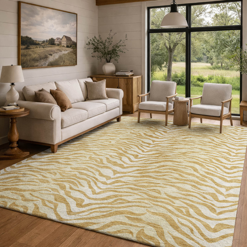 Tapis intérieur / extérieur lavable à la machine Chantille ACN2925, Doré, 10 pi x 14 pi