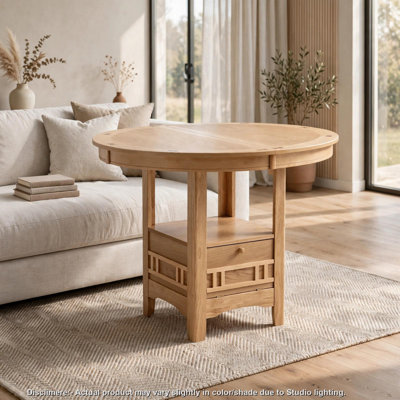 Table de salle à manger à hauteur de comptoir avec rangement Lessa, chêne, 42 à 60 pouces
