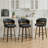 Mid-Century Modern Walnut Bentwood Swivel Bar Stool With Thick Cushioned Seat & 350 Lbs Capacity(Set Of 3)-1845584258-1845584263