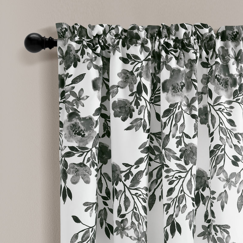 Semi Sheer Curtain Pair, 52"W x 63"L, Black