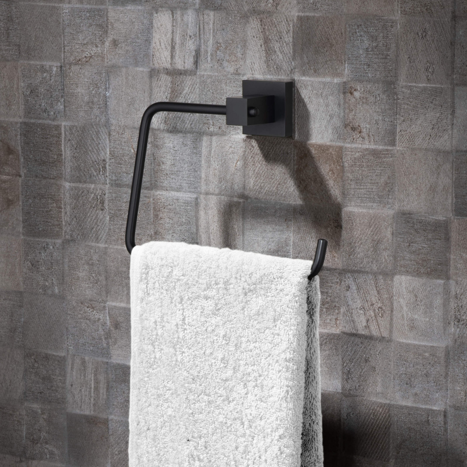 Cube 2-Piece Bathroom Hardware Set, Matte Black
