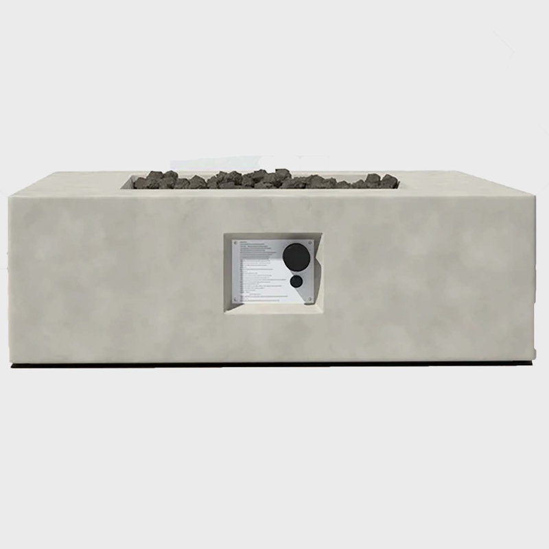 Natural Concrete Square Gas Fire Pit Table