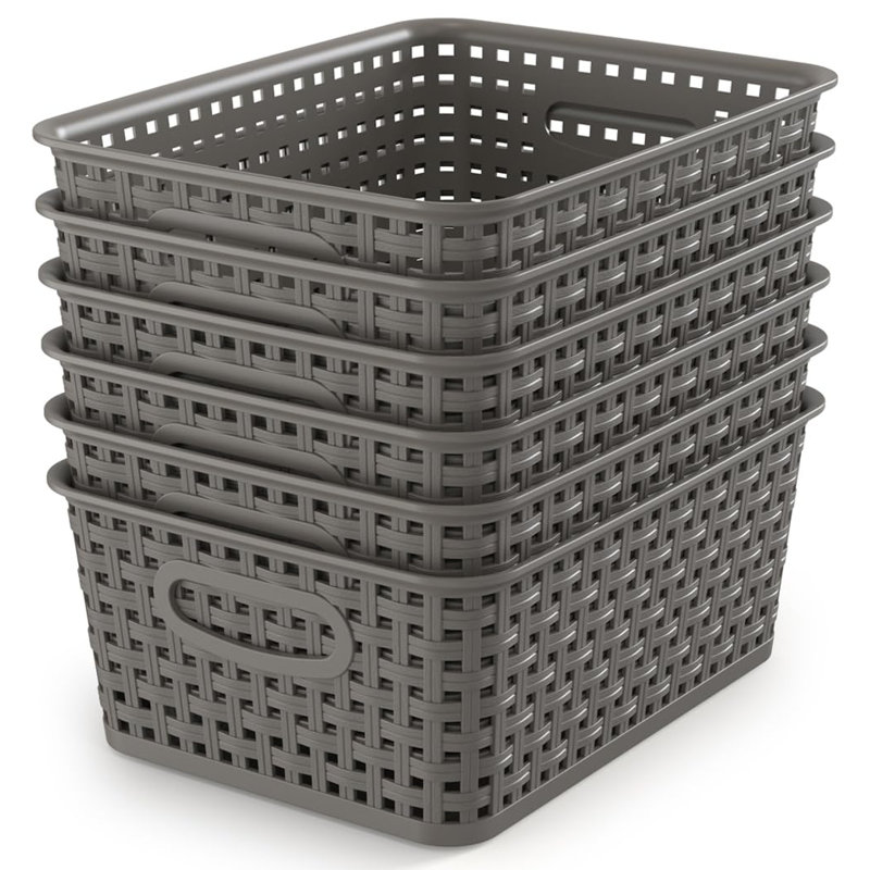 8 bacs de rangement modernes en plastique avec couvercles - Organisateur polyvalent pour la maison, le bureau et les jouets, conception rectangulaire blanche avec plusieurs compartiments pour les documents, les jouets et les petits objets, rangement pour jouets, paniers à tablettes