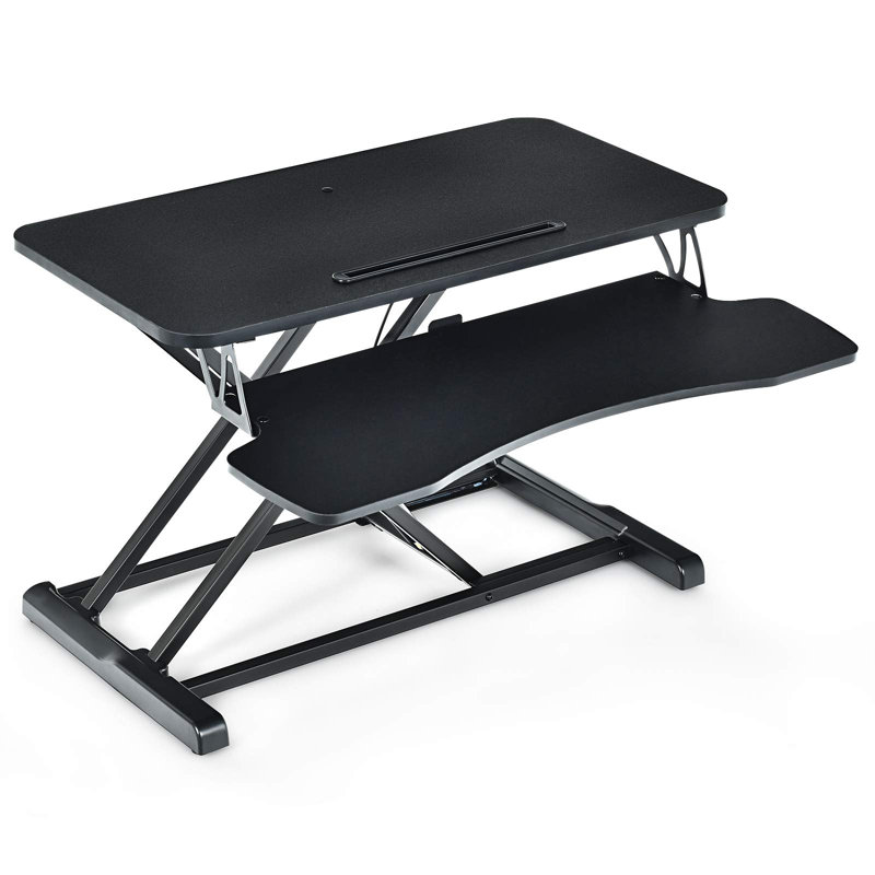 Adjustable Metal Base Standing Desk Converter, Black