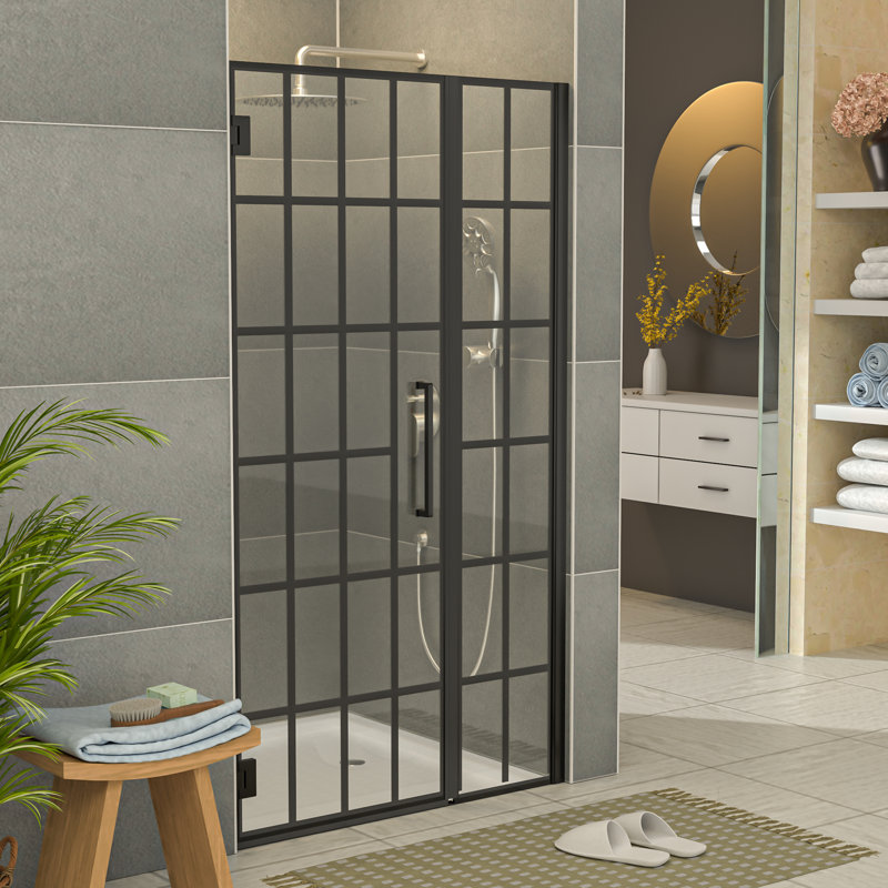 Pivot Frameless Shower Door with Pattern Tempered Glass, 72" H x 40" W