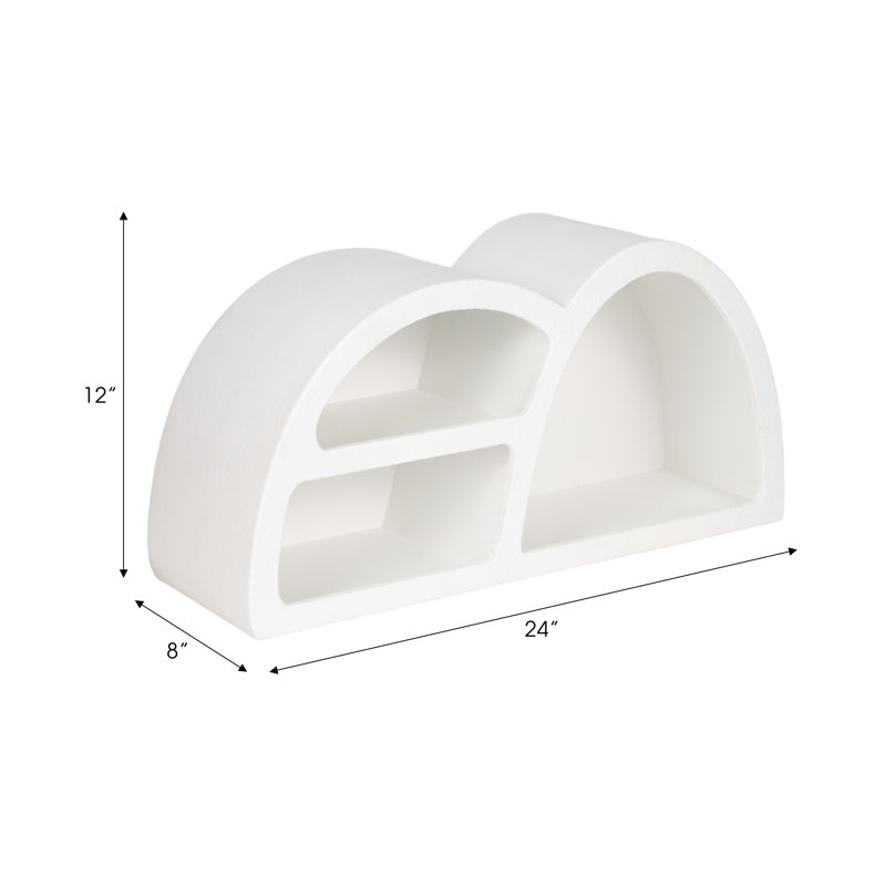 Latitude Run® Elegant 24" Curved 3-Shelf MDF White Wall Storage: Transformative Home Decor Solution For Efficient Organization And Style