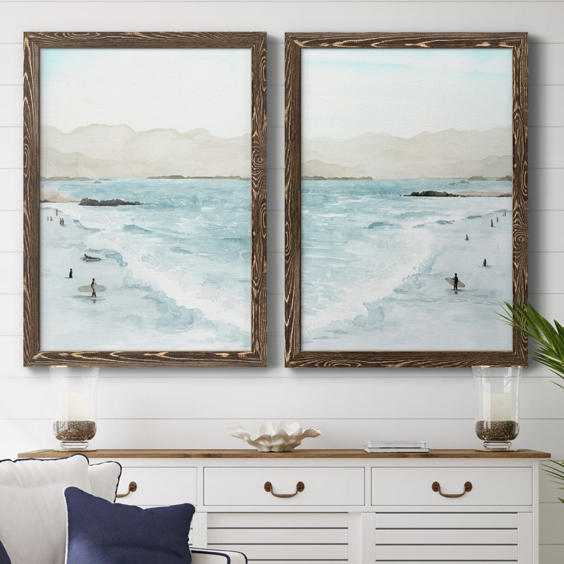 " In The Surf I " 2 - Pieces Painting Print, 37.5" H x 55" W, Walnut