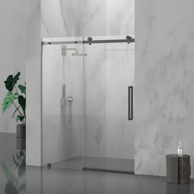 56"- 60" W x 76" H Sliding Frameless Shower Door with 5/16" Clear Tempered Glass