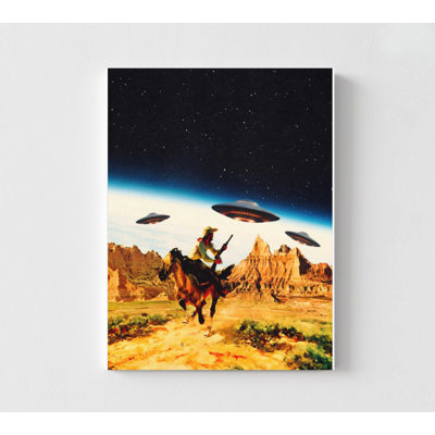 UFO Space Chase, reproduction d'art de science-fiction (décoration murale)