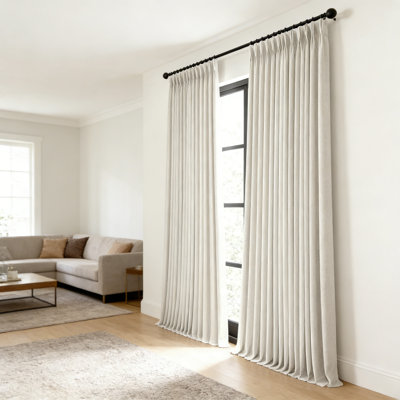 Natural Pinch Pleated Blackout Curtains 90in Linen 2 Panels