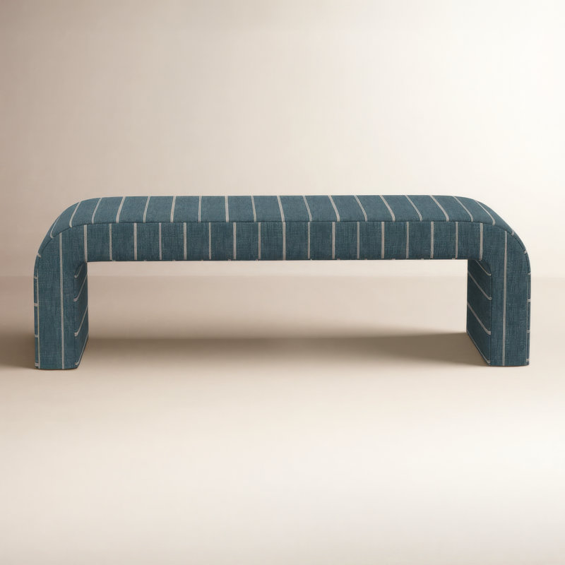 Banc rembourré Barley, Frigo à rayures indigo