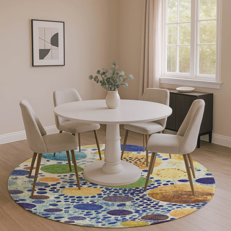 Premium Machine Washable Farolt AMF1895 Geometric Rug/AMF1895NA, Round 8'
