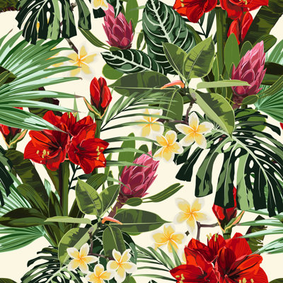 Tropical Lilies And Plumeria by Yuliia Khvyshchuk 14jan092017 - Wrapped Canvas Print