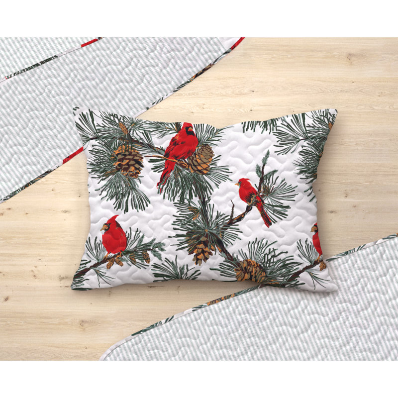  Ensemble de courtepointe réversible Holiday Cardinal, Courtepointe grand + 2 couvre-oreillers standard