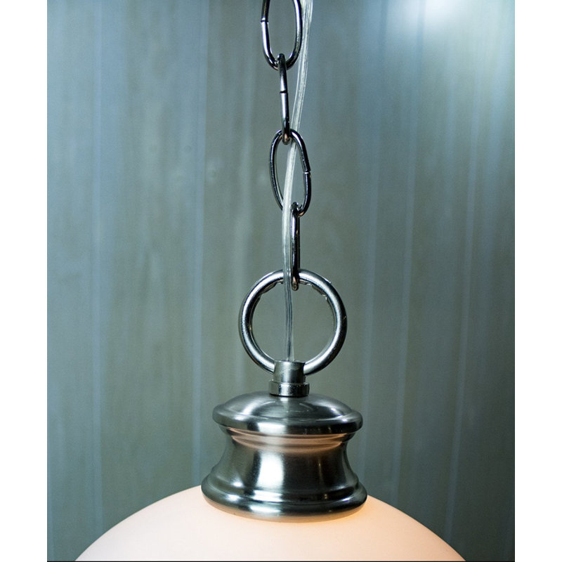 Luminaire suspendu 1 cloche pour une cloche Munch, Nickel brossé, Blanc laiteux