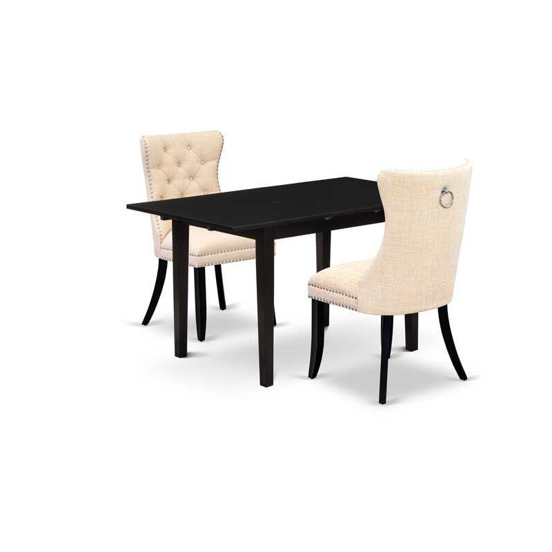 Ensemble de table de salle à manger 3 pièces, Beige, Noir, noir, noir, noir