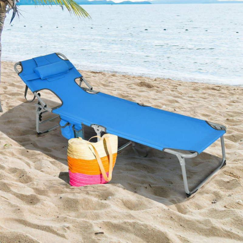 Chaise longue pliante avec coussin pour l'extérieur