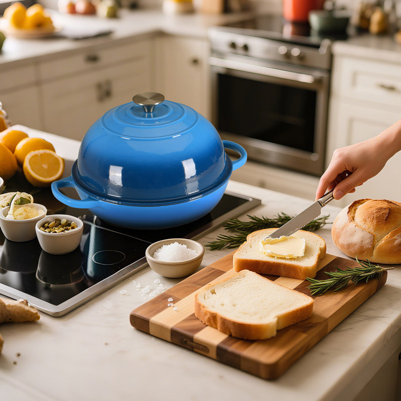 Étuve à cuisson en fonte émaillée Pirecart 6qt, Bleu