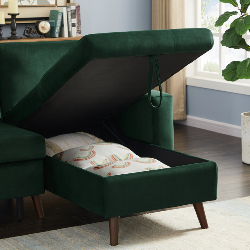Canapé-lit modulaire réversible avec rangement pratique et magnifique velours de 88 pouces de style populaire pour une vie compacte