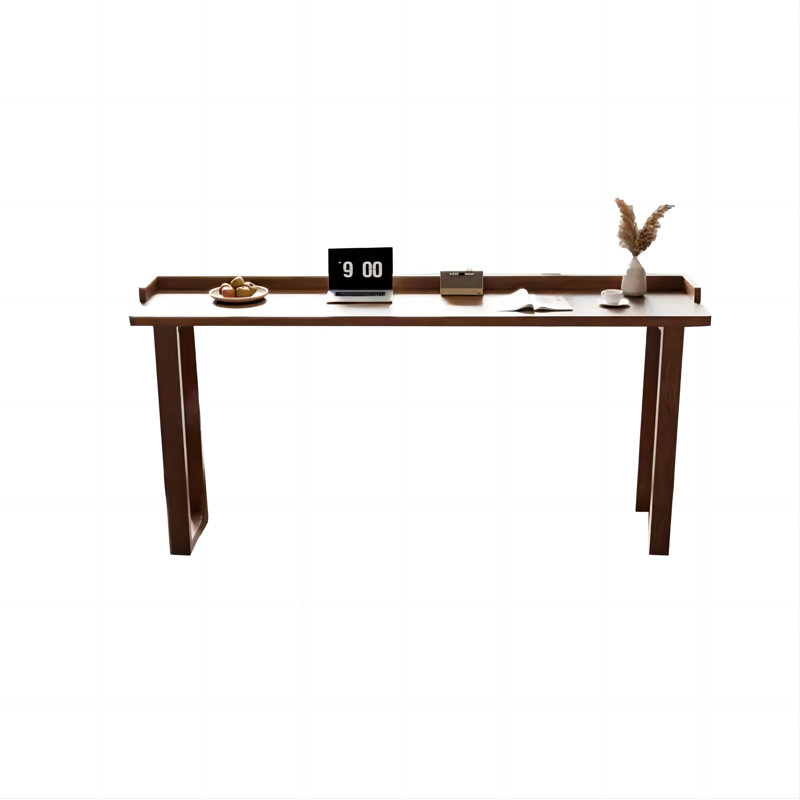 Minimalist Brown Rectangular Solid Wood Bar Counter, 41.34"H x 55.12"L x 15.75"W