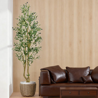 Olive Tree 6Ft, Artificial Olive Tree With White Pot, Fake Tree