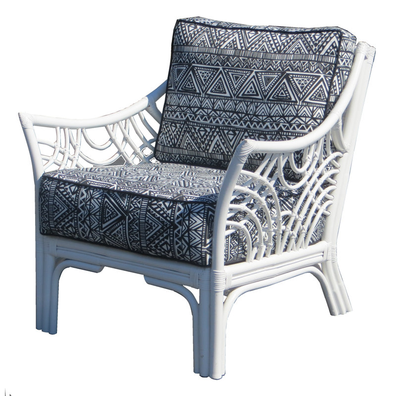 Fauteuil large 33 po Rainey, Aigue-marine, blanc