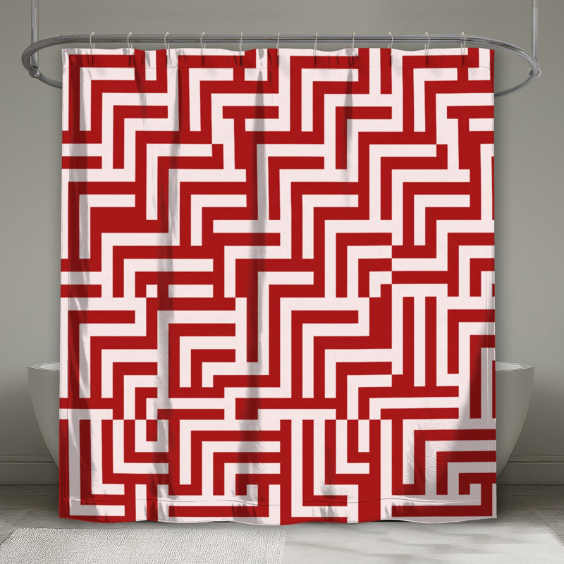 Rideaux de douche Labyrinth, L 70 po x H 93 po, Rouge moyen / blanc clair