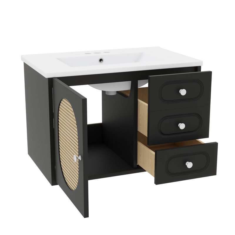 Ensemble de meuble-lavabo 30 po avec lavabo en céramique et meuble-lavabo à 2 tiroirs