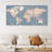 Large Blue Global Antique World Map - Framed Canvas 3 Piece Print Triptych Set Wall Art-87392622-87392624