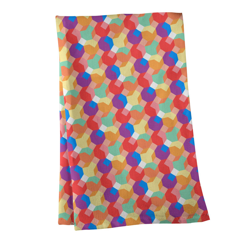 Serviette à thé octogone, Polyester sergé, Rouge