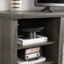 Grand support de rangement pour bureau de télévision avec bordure en faux pierre, console média avec rangement spacieux et gestion des câbles-129913580