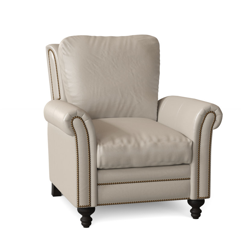 Richardson Recliner, Aline Light Gray Stonewash Genuine Leather, Cobblestone, French Natural