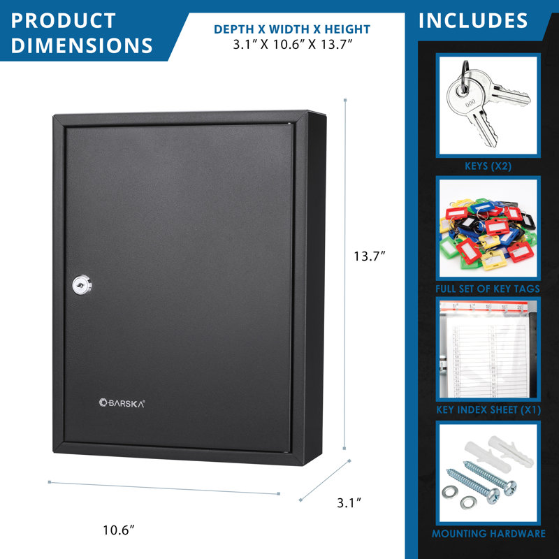 42 KEYS ADJUSTABLE KEY LOCK BOX BLACK