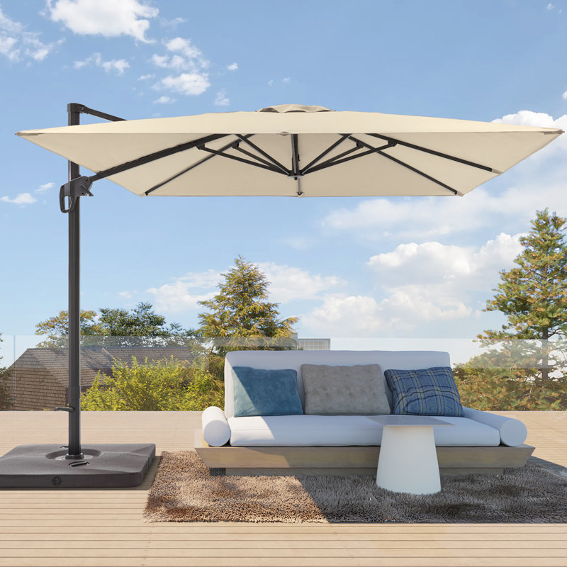 Parasol carré en porte-à-faux 120 po avec base de poids Ritage, Sable