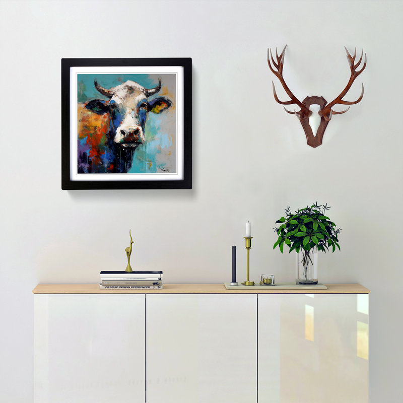 Cow Expressionism - Framed Print, Black