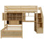 Lit mezzanine avec bureau intégré et escalier, avec compartiments de rangement et tablettes-129185514