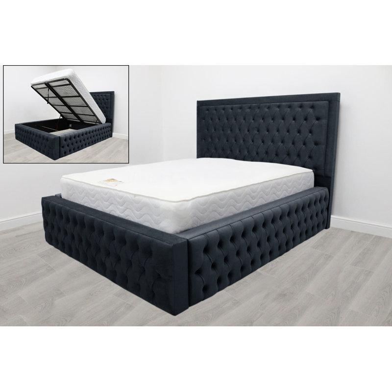 Shandi Upholstered Ottoman Storage Bed, Steel, Super King (6')