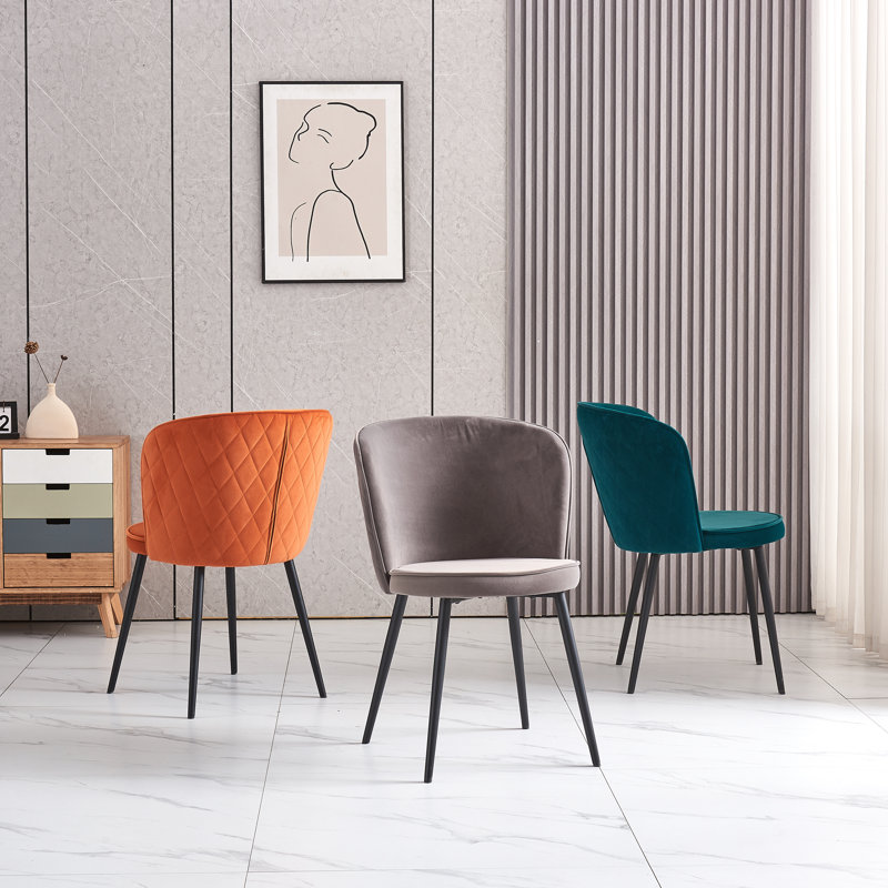 Villafane Modern Upholstered Round Seat Dining Chairs, Teal