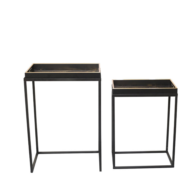 Athallia Metal Nesting Table for Living Room Furniture, Modern Nest of End Table, Side Tables with Glass Top